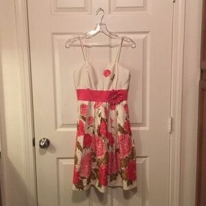 Pink and white floral sun dress. Size 4p